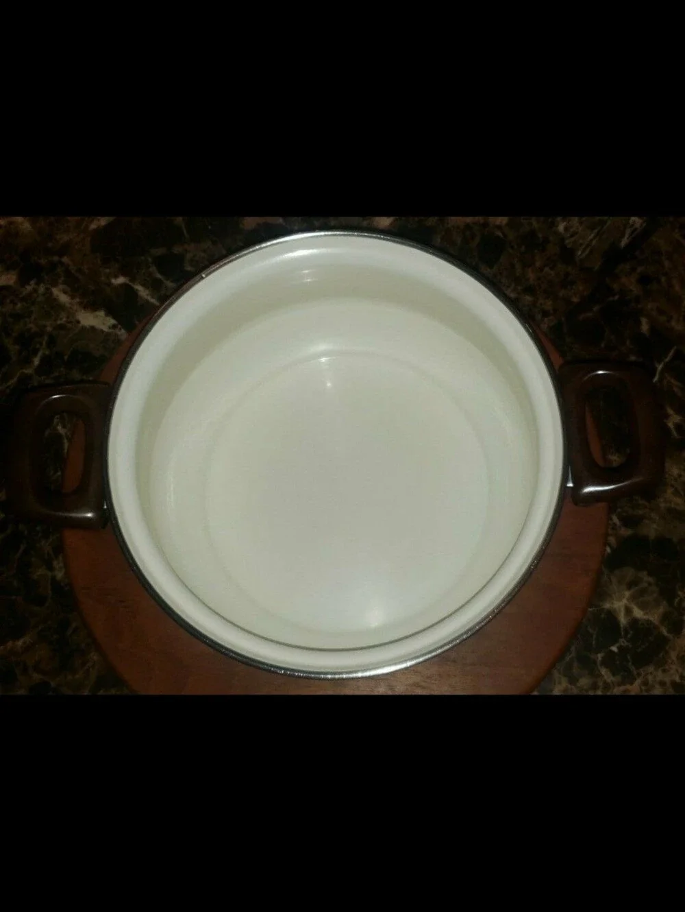 Vintage MCM Sanko Ware Enamelware Pot With Floral Design